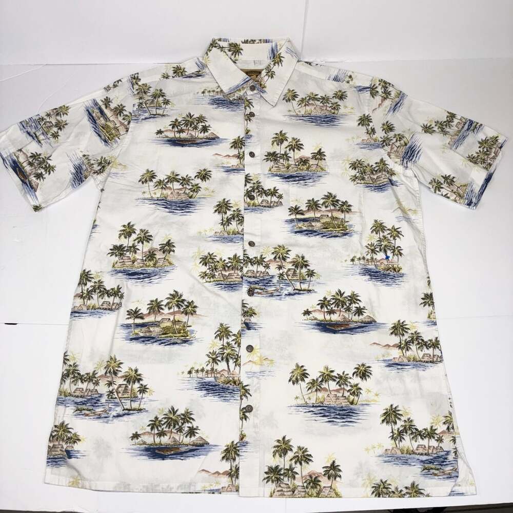 The Foundry Supply Co. Men Tropical Island Print Button Down Shirt Size L